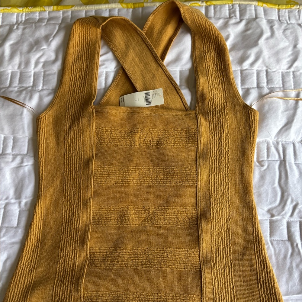 Anthropologie Maeve Mustard Knit Top